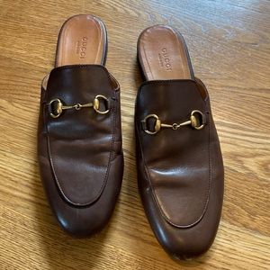 Gucci Brown Leather Princetown Mule